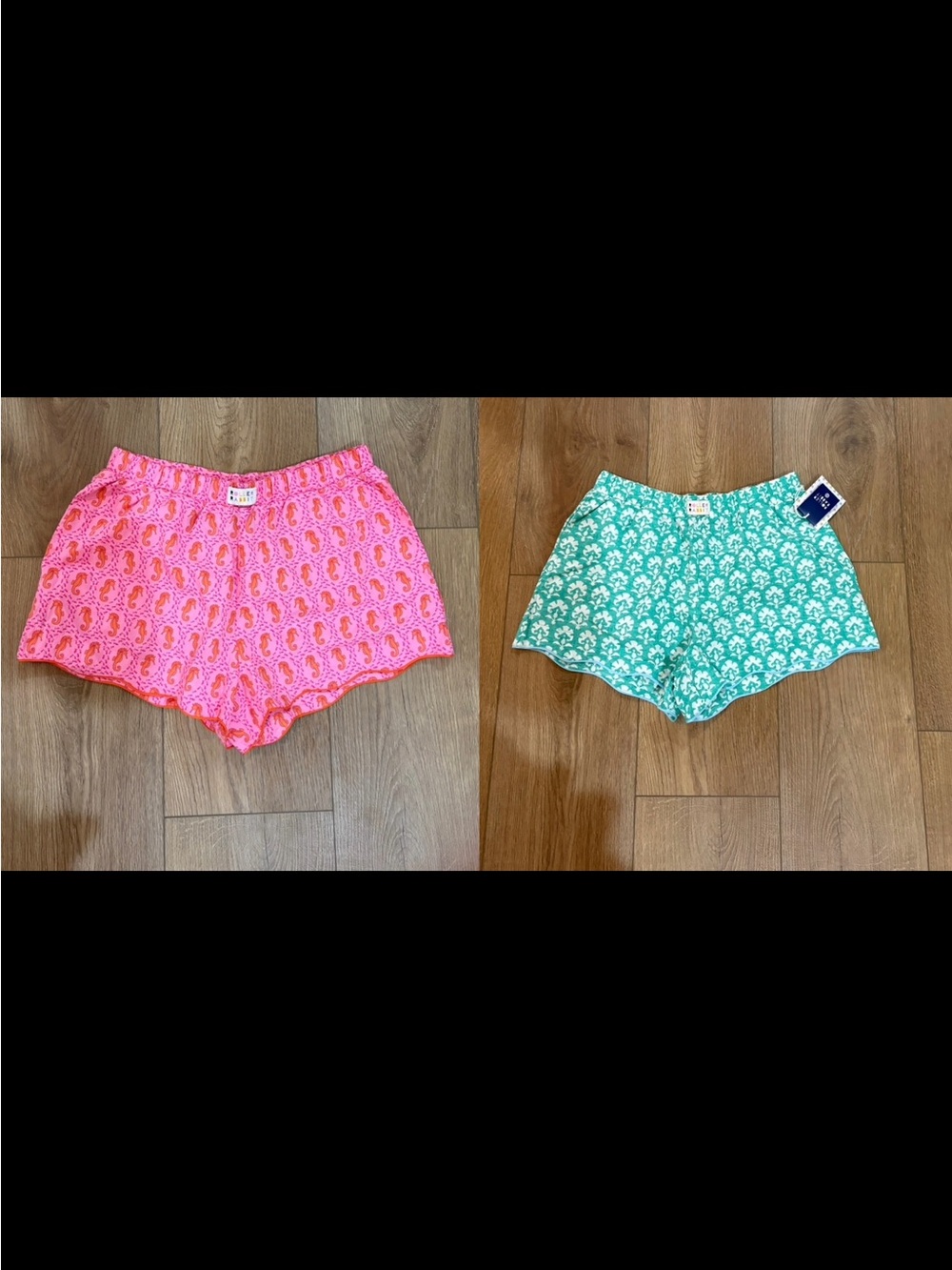 Two pair of Roller Rabbit womens Pink seahorse & teal Floral Shorts